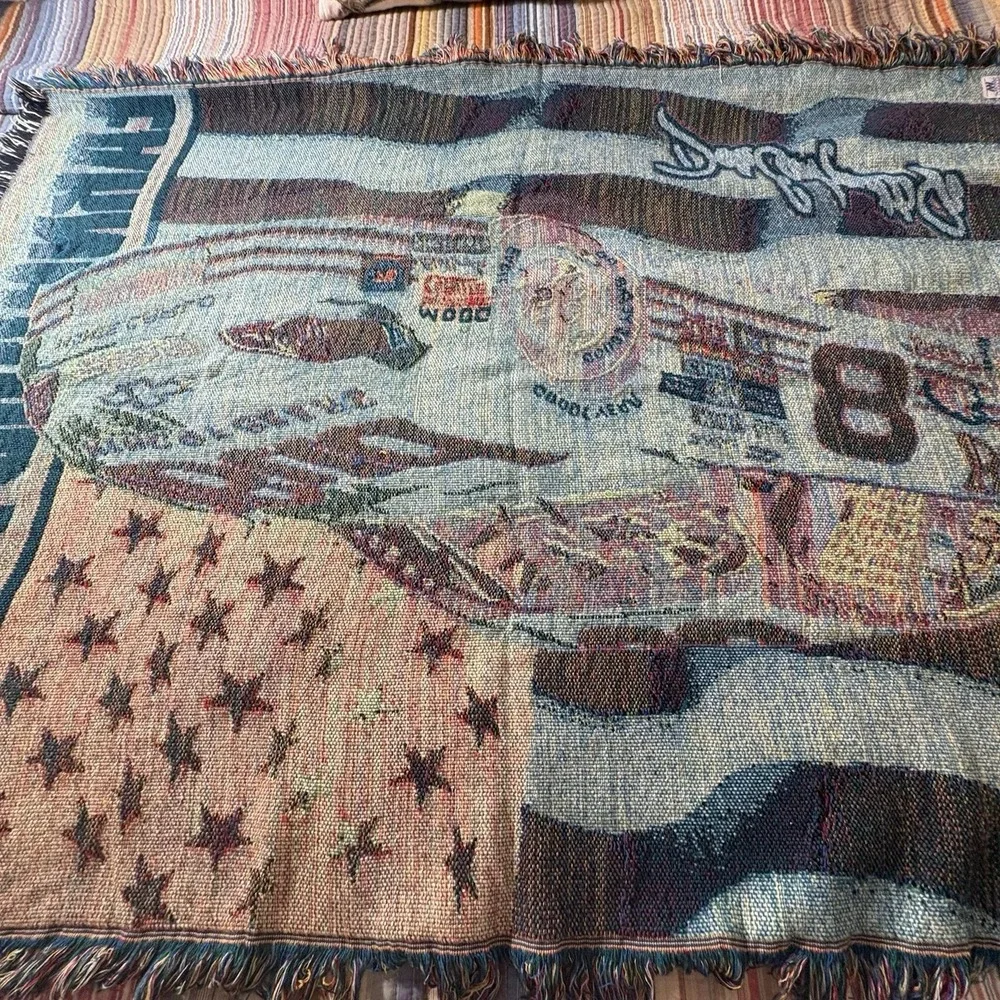 Nascar Dale Earnhardt Jr #8 Budweiser US Flag Throw Blanket Tapesty Wall Hanger